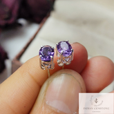 Natural Purple Amethyst Stud Earring, Handmade Prong Set Earring, 925 Sterling Silver Jewelry, February Birthstone Earring, Bridesmaid Gift